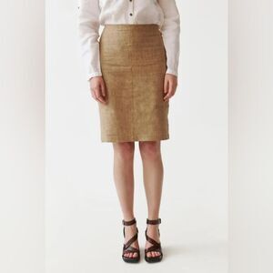 Planet 💯 Linen Tan Knee Length Pencil Skirt Size 6 Medium